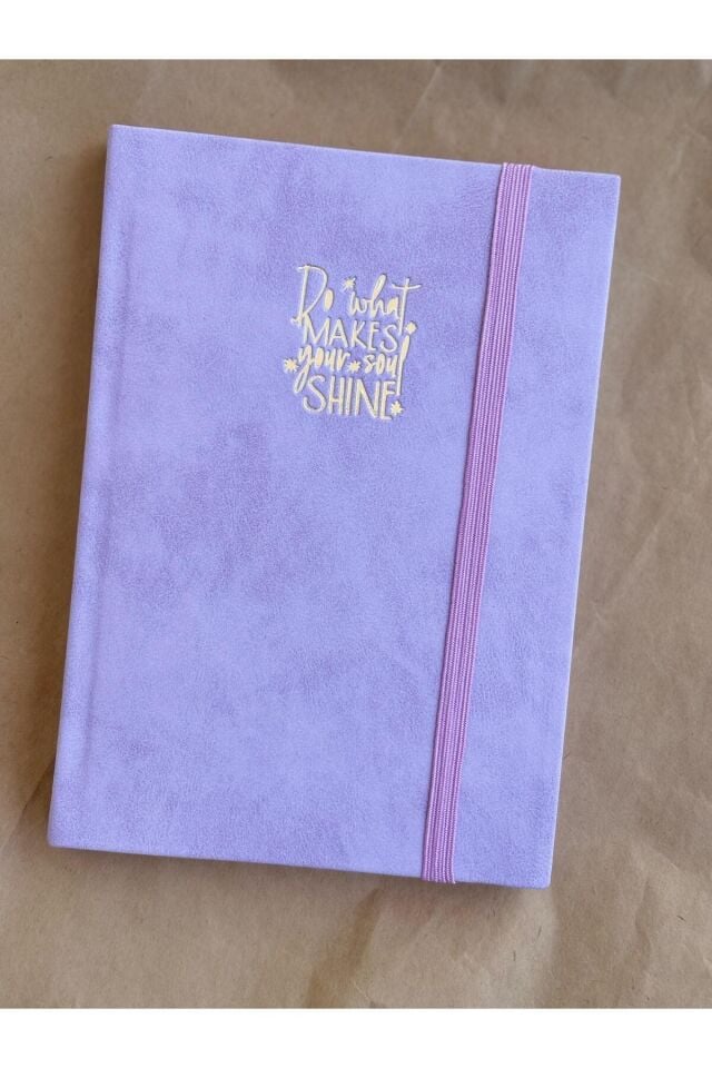 Atakids Lizy Mottolu Suni Deri Velur Kapak Çizgili Defter 14x20 cm, 168 Sayfa