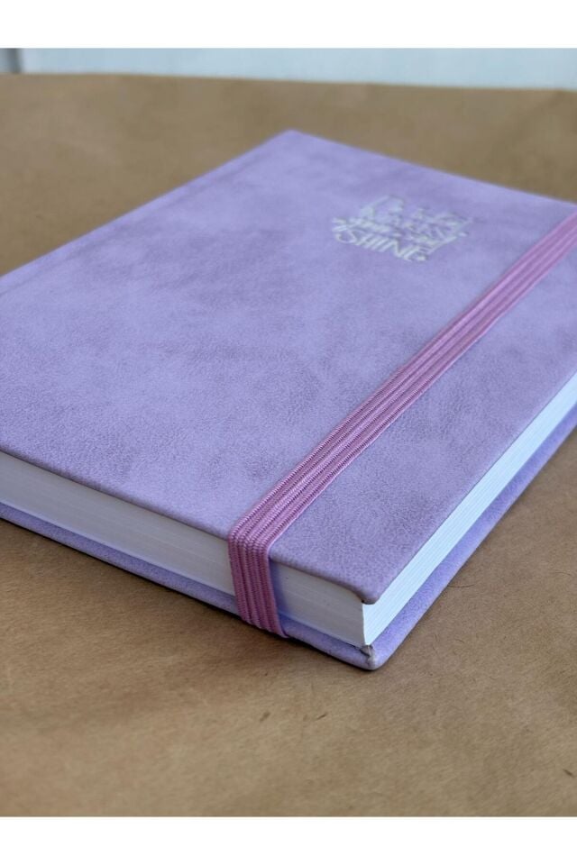 Atakids Lizy Mottolu Suni Deri Velur Kapak Çizgili Defter 14x20 cm, 168 Sayfa