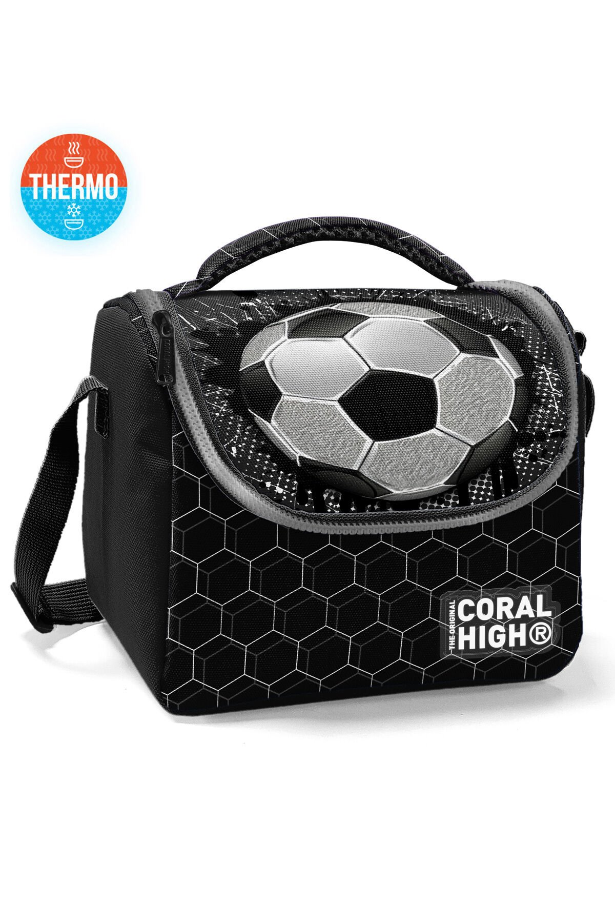 Kids Futbol Desenli Thermo Beslenme Çantası 11886 Siyah Beyaz