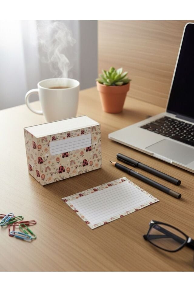 Atakids Lizy Uğur Böceği Desen Masa Üstü Not Kağıdı - Bloknot