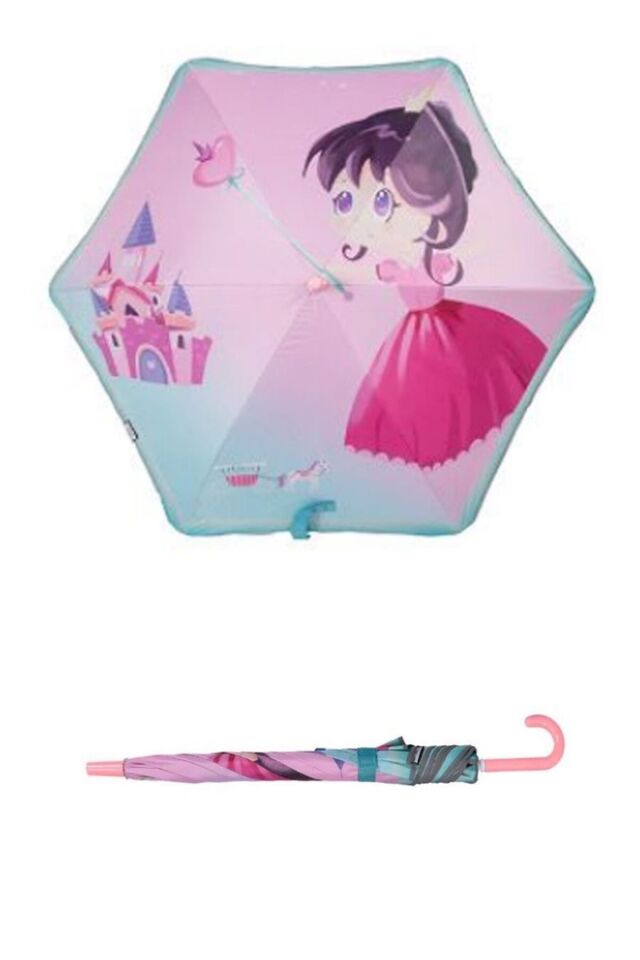 Marlux 6 Fiber Telli Desenli Rüzgara Dayanıklı Kız Çocuk Şemsiyesi