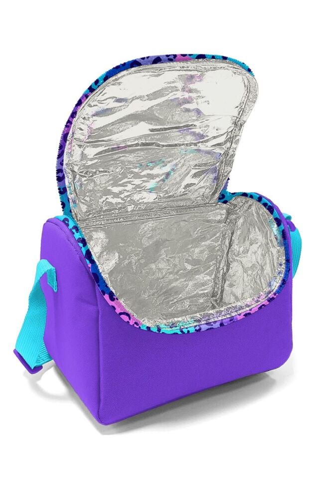 11874 KIDS PEMBE SU YEŞİLİ RENK GEÇİŞLİ THERMO BESLENME ÇANTASI Leopar