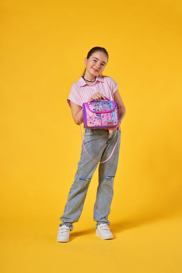 11874 KIDS PEMBE SU YEŞİLİ RENK GEÇİŞLİ THERMO BESLENME ÇANTASI Lilla Açık Pembe