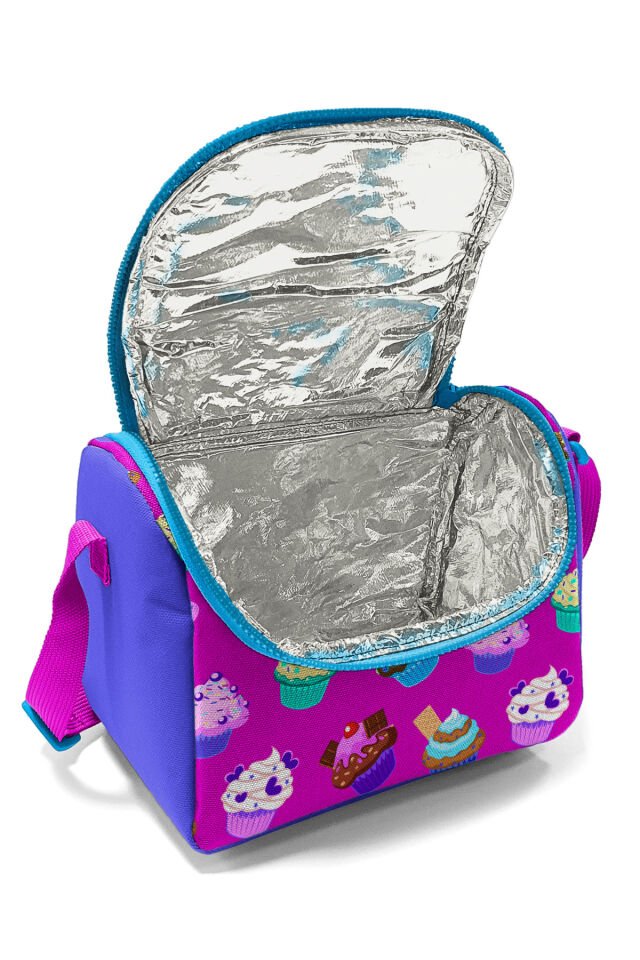 11874 KIDS PEMBE SU YEŞİLİ RENK GEÇİŞLİ THERMO BESLENME ÇANTASI Lavanta Ve Pembe