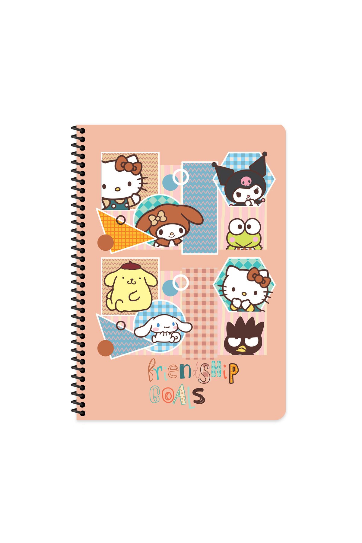 Keskin Color Hello Kitty and Friends Çizgili Defter | 16,5 x 22,5 cm | Spiralli – 80 Yaprak Krem