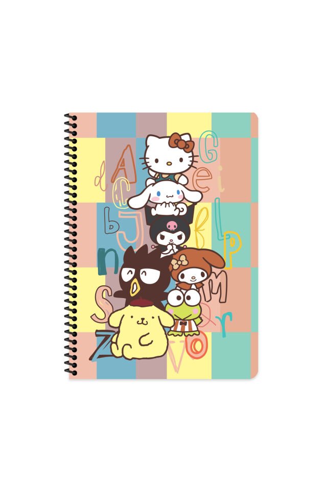 Keskin Color Hello Kitty and Friends Çizgili Defter | 16,5 x 22,5 cm | Spiralli – 80 Yaprak Turkuaz