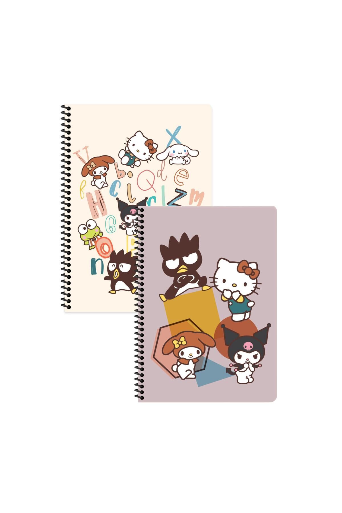 Keskin Color Hello Kitty and Friends Çizgili Defter 2 Adet | 16,5 x 22,5 cm | Spiralli – 80 Yaprak Krem